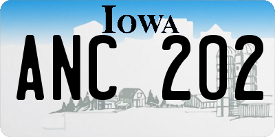 IA license plate ANC202