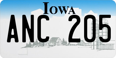 IA license plate ANC205