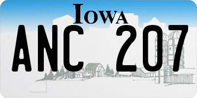 IA license plate ANC207