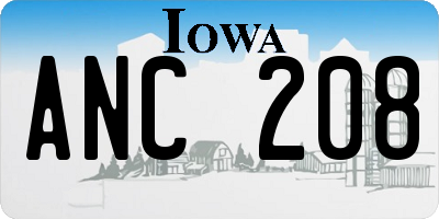 IA license plate ANC208