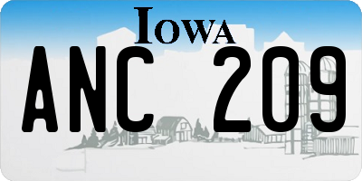 IA license plate ANC209