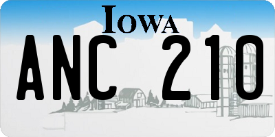 IA license plate ANC210
