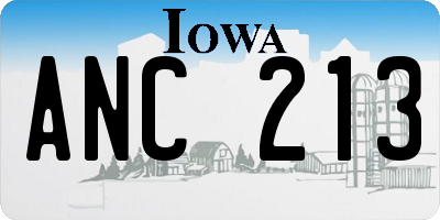 IA license plate ANC213