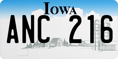 IA license plate ANC216