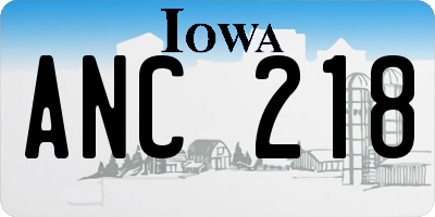 IA license plate ANC218