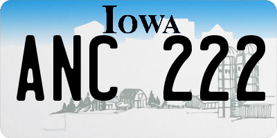 IA license plate ANC222