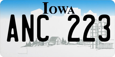 IA license plate ANC223