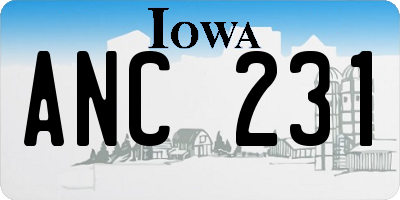 IA license plate ANC231