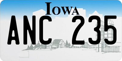 IA license plate ANC235