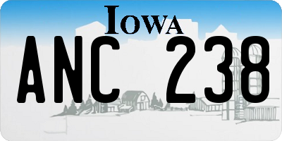 IA license plate ANC238