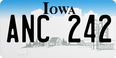 IA license plate ANC242