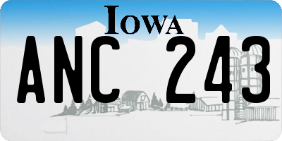 IA license plate ANC243