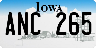 IA license plate ANC265