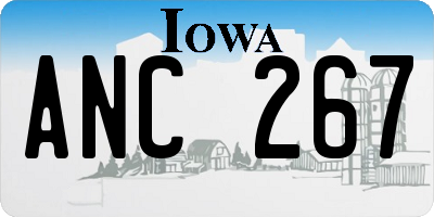 IA license plate ANC267