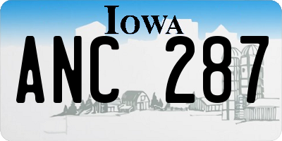 IA license plate ANC287