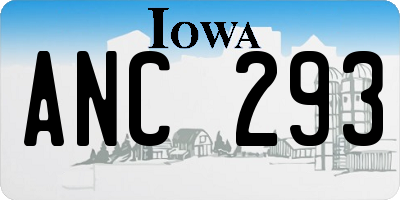 IA license plate ANC293