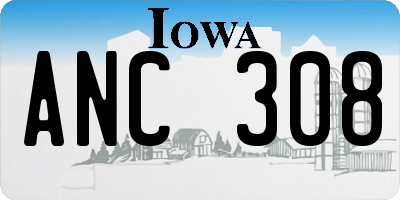 IA license plate ANC308