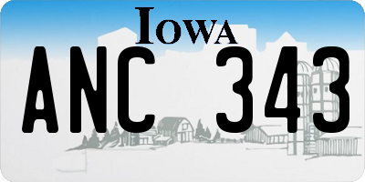 IA license plate ANC343