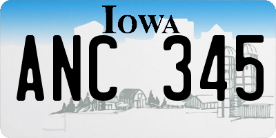IA license plate ANC345