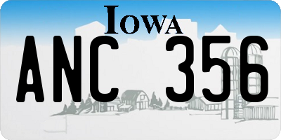 IA license plate ANC356