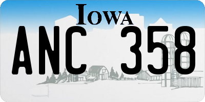 IA license plate ANC358