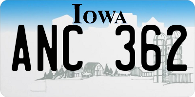 IA license plate ANC362