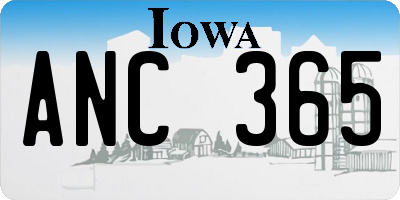 IA license plate ANC365