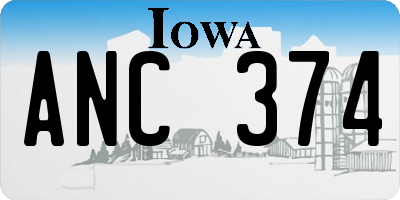 IA license plate ANC374