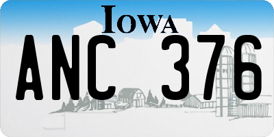 IA license plate ANC376