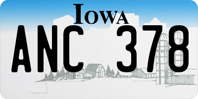 IA license plate ANC378