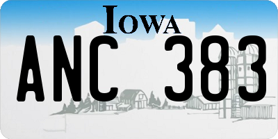 IA license plate ANC383