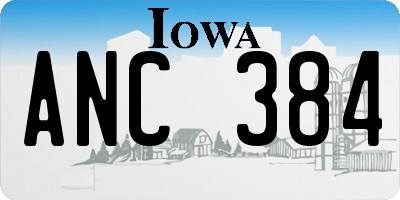 IA license plate ANC384