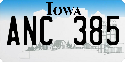 IA license plate ANC385