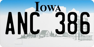 IA license plate ANC386