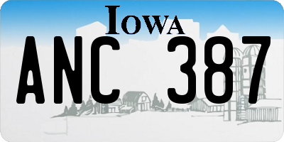 IA license plate ANC387