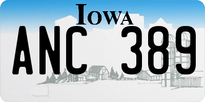 IA license plate ANC389