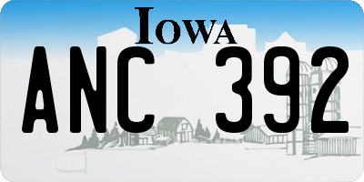 IA license plate ANC392