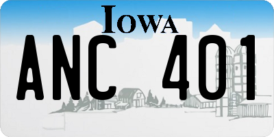 IA license plate ANC401