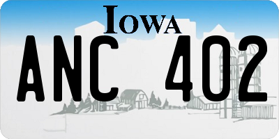 IA license plate ANC402