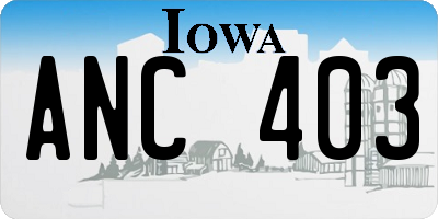 IA license plate ANC403