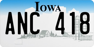 IA license plate ANC418