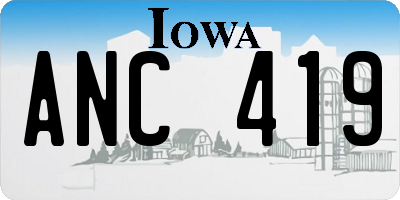 IA license plate ANC419