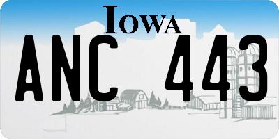 IA license plate ANC443