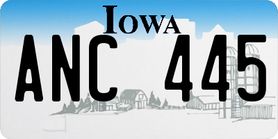 IA license plate ANC445