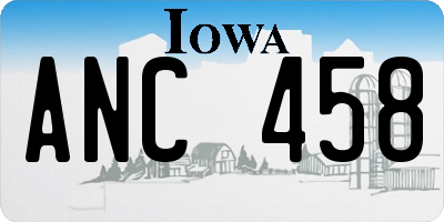 IA license plate ANC458