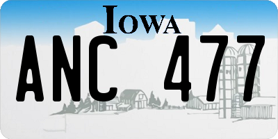 IA license plate ANC477