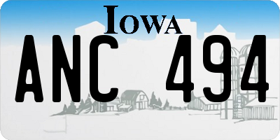 IA license plate ANC494