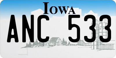 IA license plate ANC533