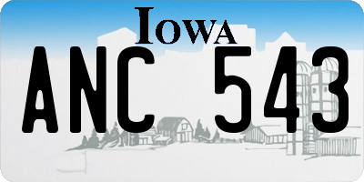 IA license plate ANC543