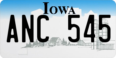 IA license plate ANC545